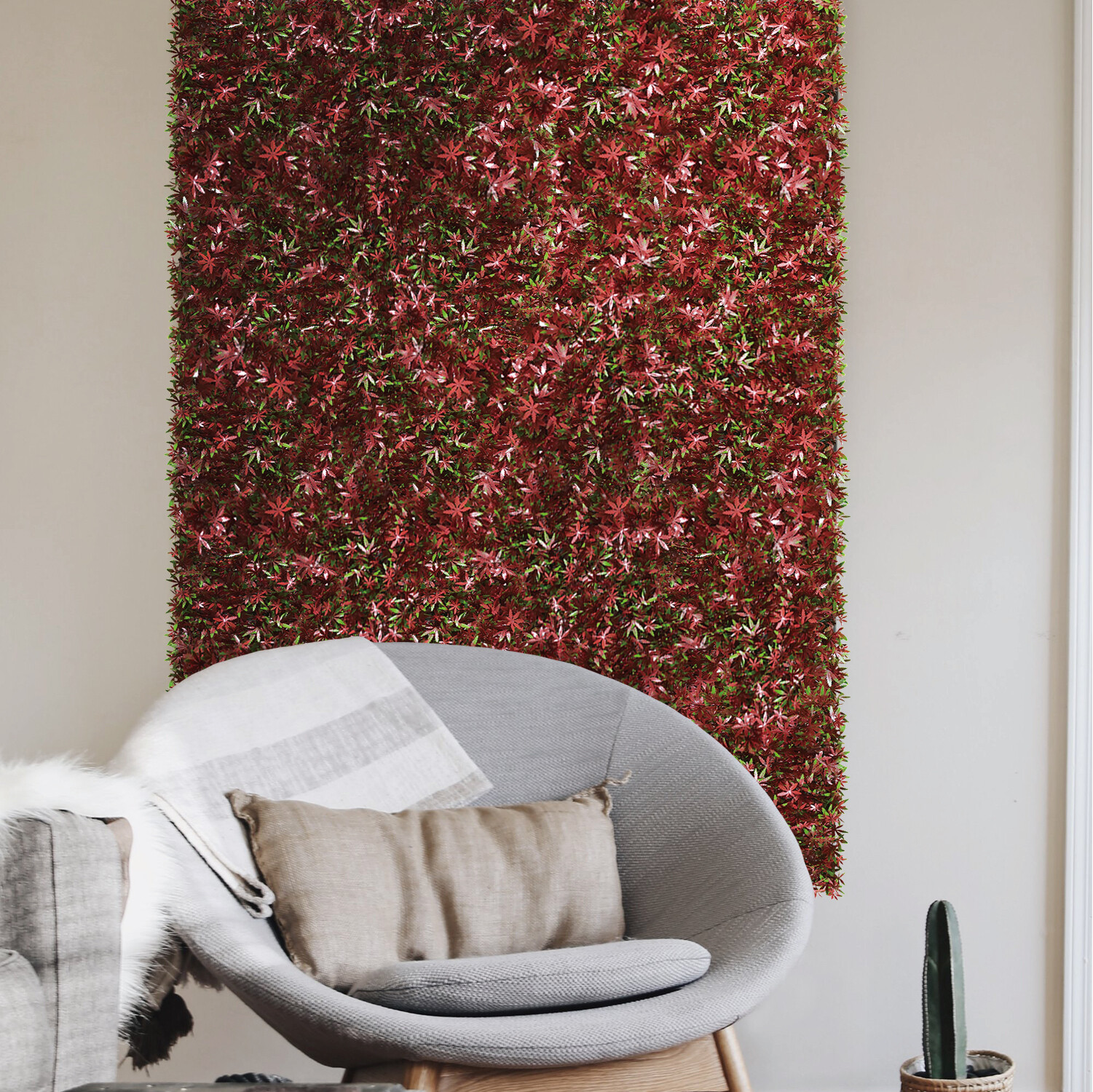 20″x20″ Artificial Red Maple Mat Faux Fence Panel Wall Decor Ficus Plant Hedge