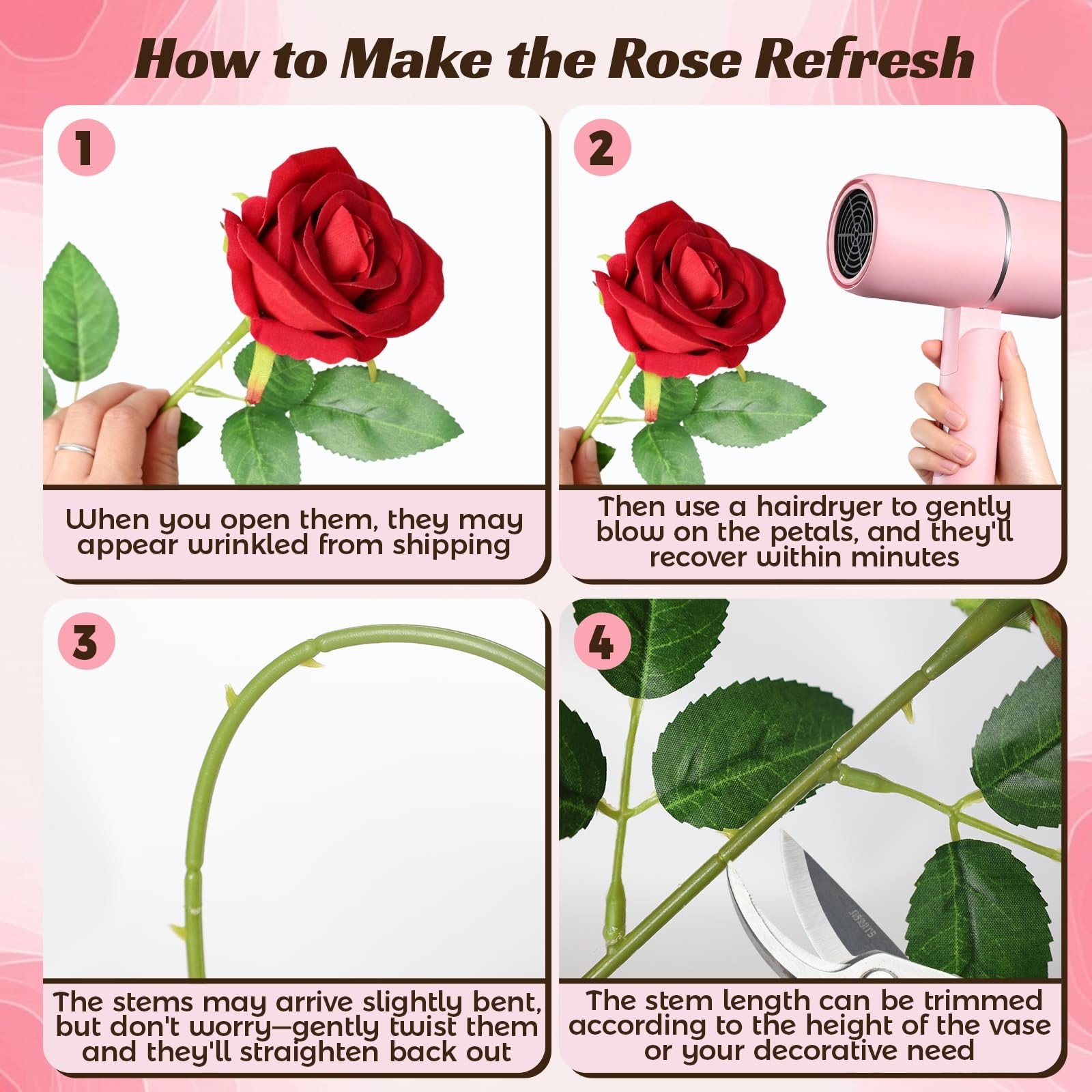 50 Pcs Fake Roses Red Artificial Flowers Bulk, Faux Velvet Silk Rose Bouquet …