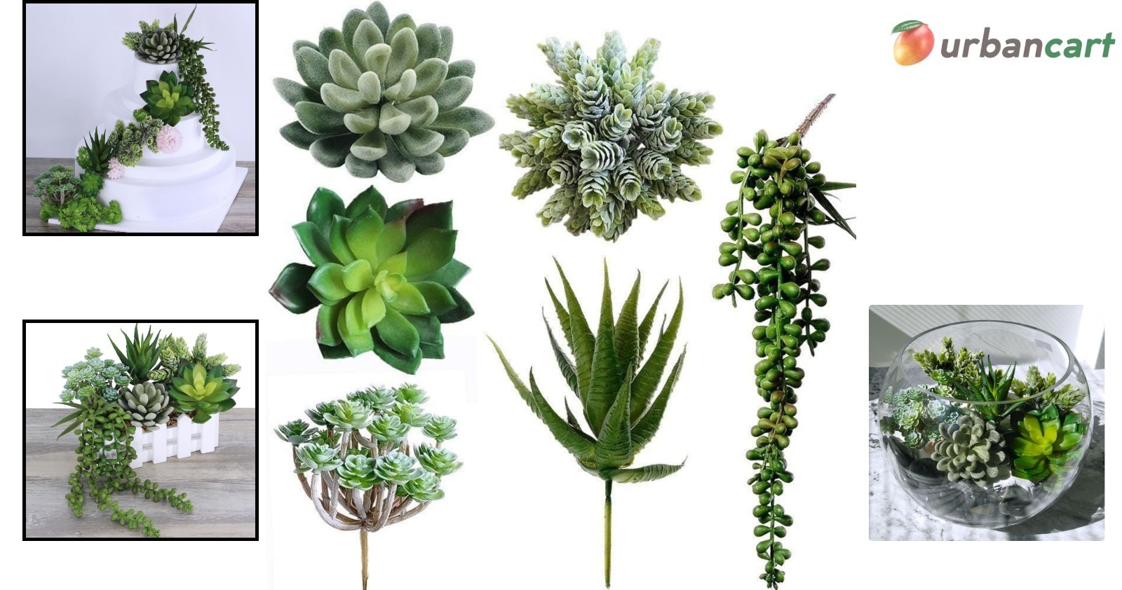 6-Pack Assorted Faux Succulents for Elegant Wedding & Home Decor