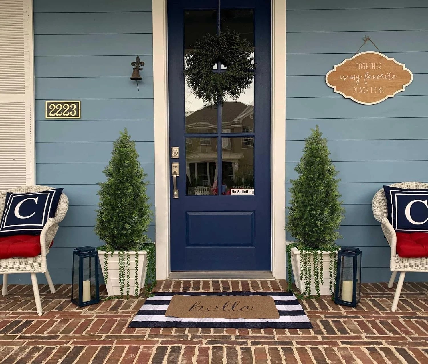 5ft Tall Fake Pine Cypress Trees for Front Door – Set of 2