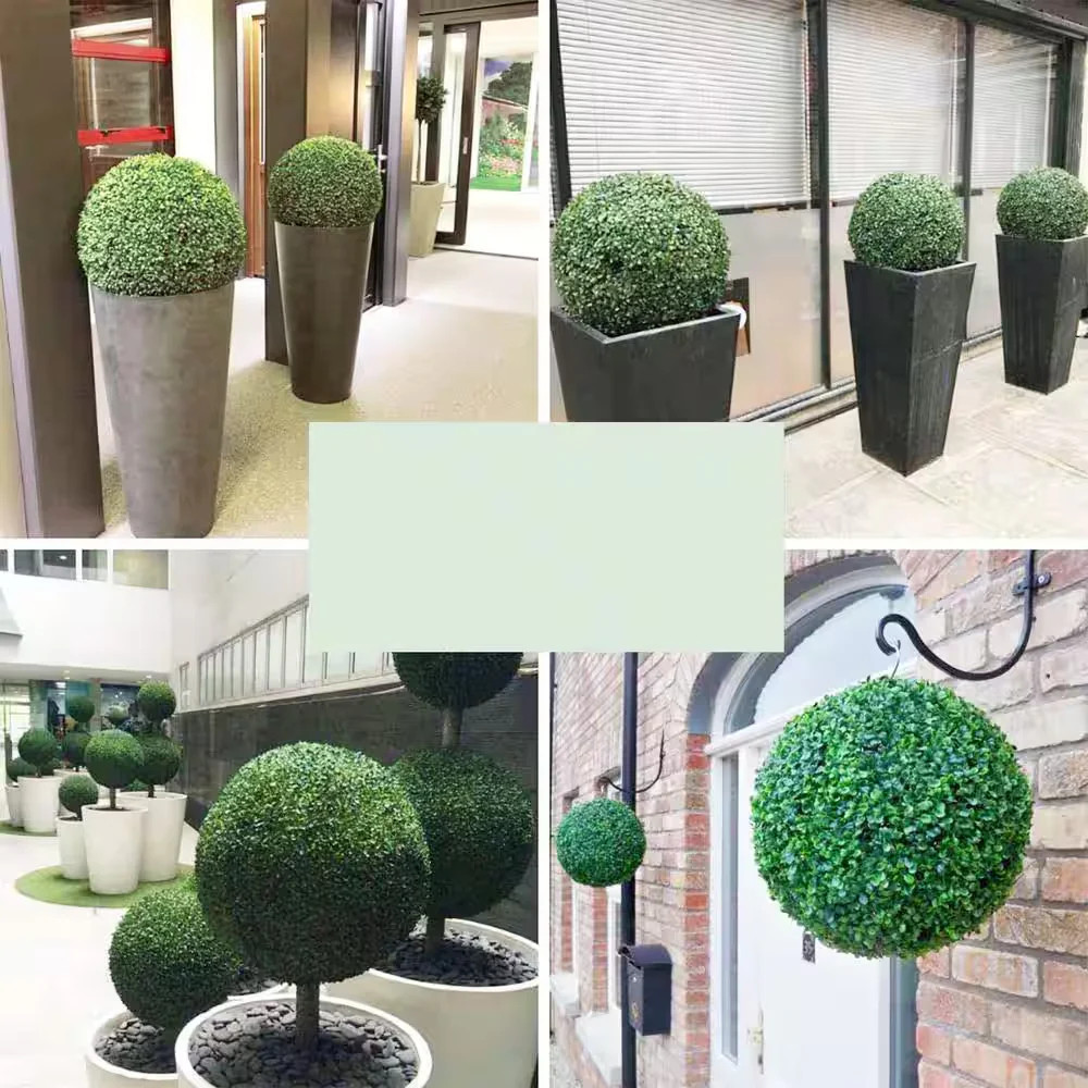 20 In. 2 Piece Artificial Boxwood Tree Ball UV Proof Faux Topiary Ball Lifelike