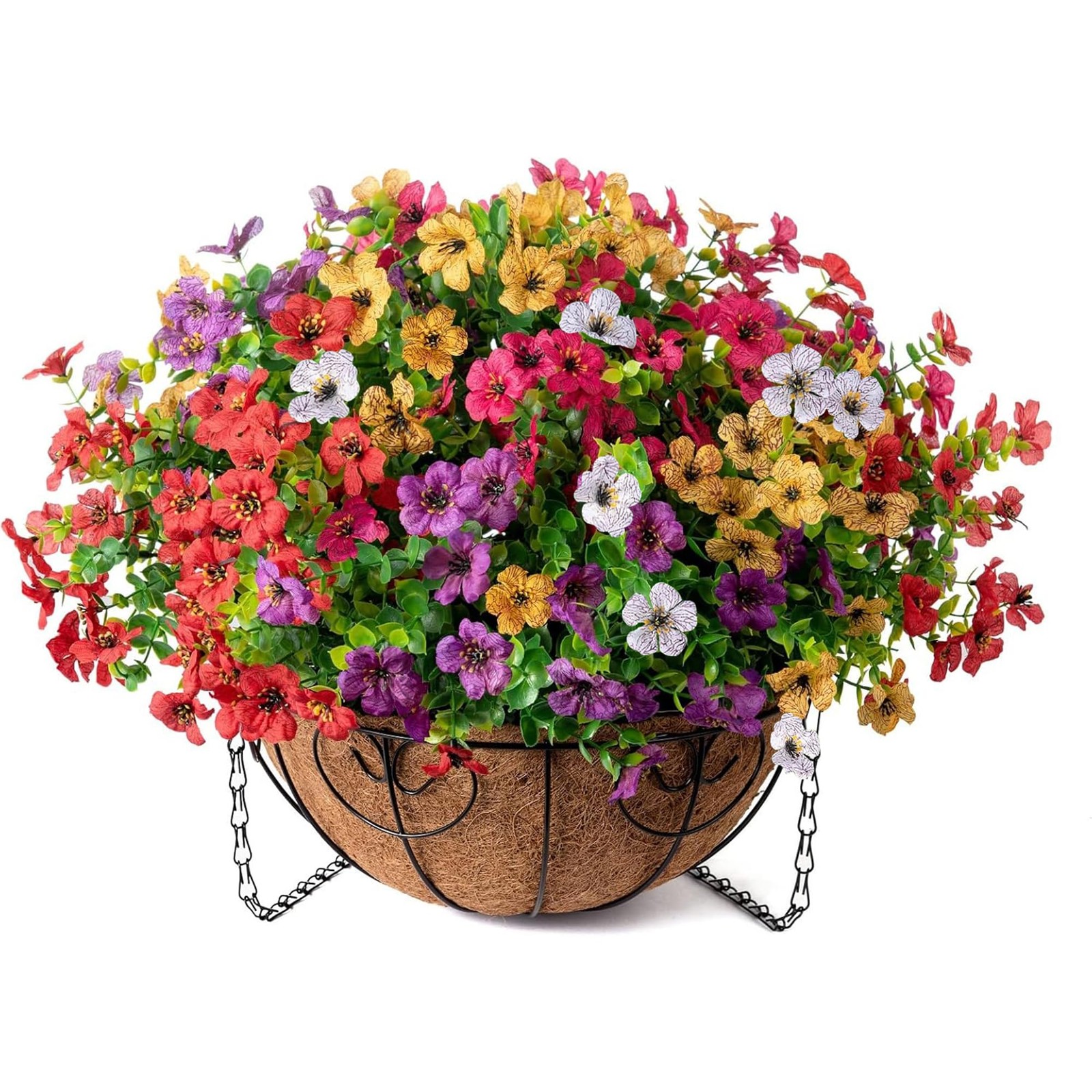 HyeFlora Artificial Faux Hanging Plants Flowers Basket for Summer Outdoor…