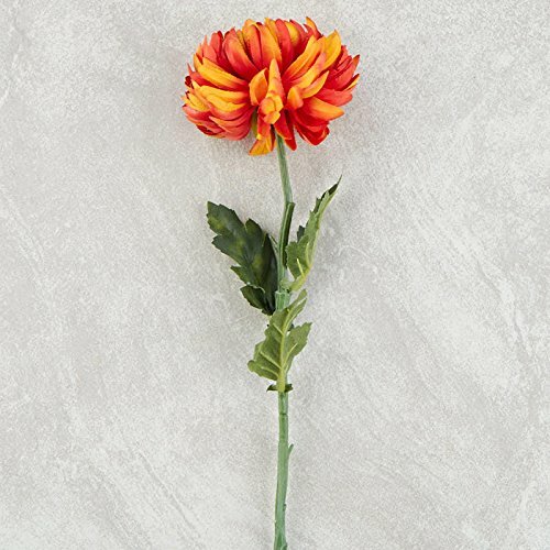 24 Inch Long Yellow and Orange Artificial Mum Floral Stem for Crafting