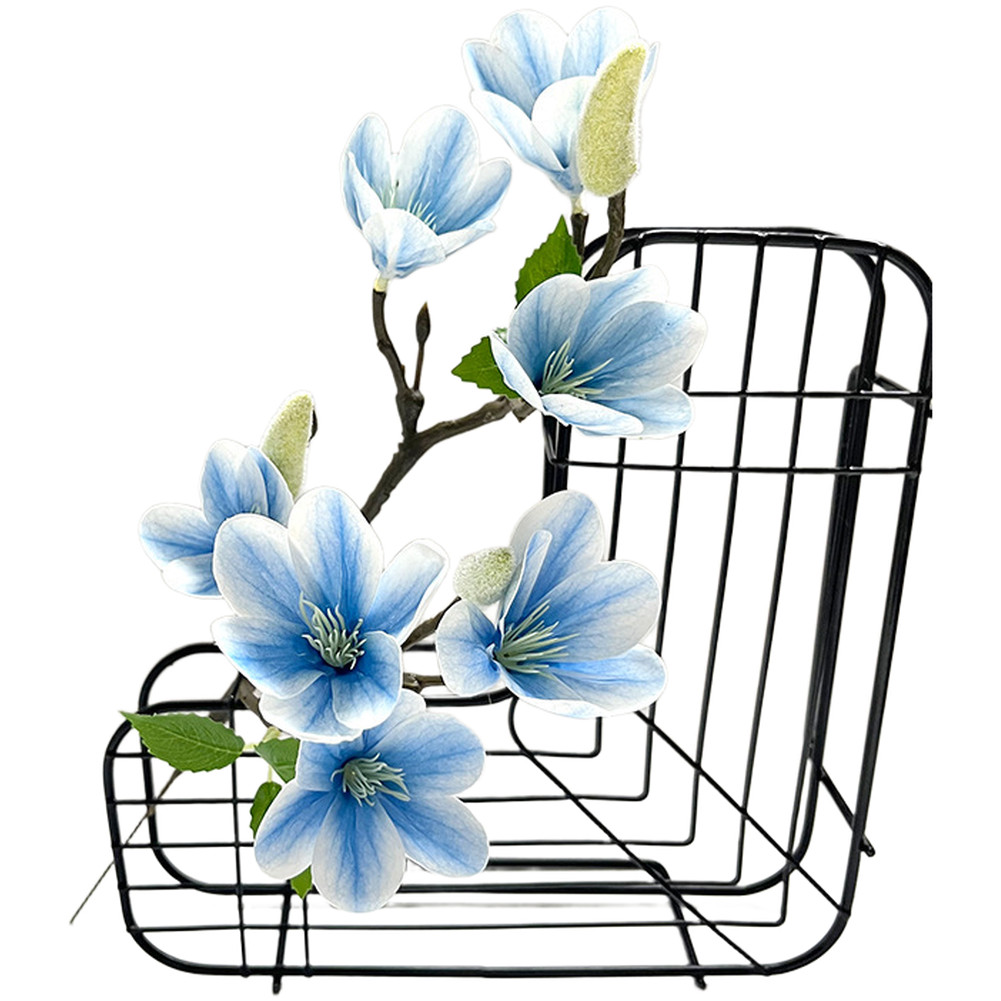 7-Bloom Magnolia Artificial Flower Stem Plastic for Table Shelf Display