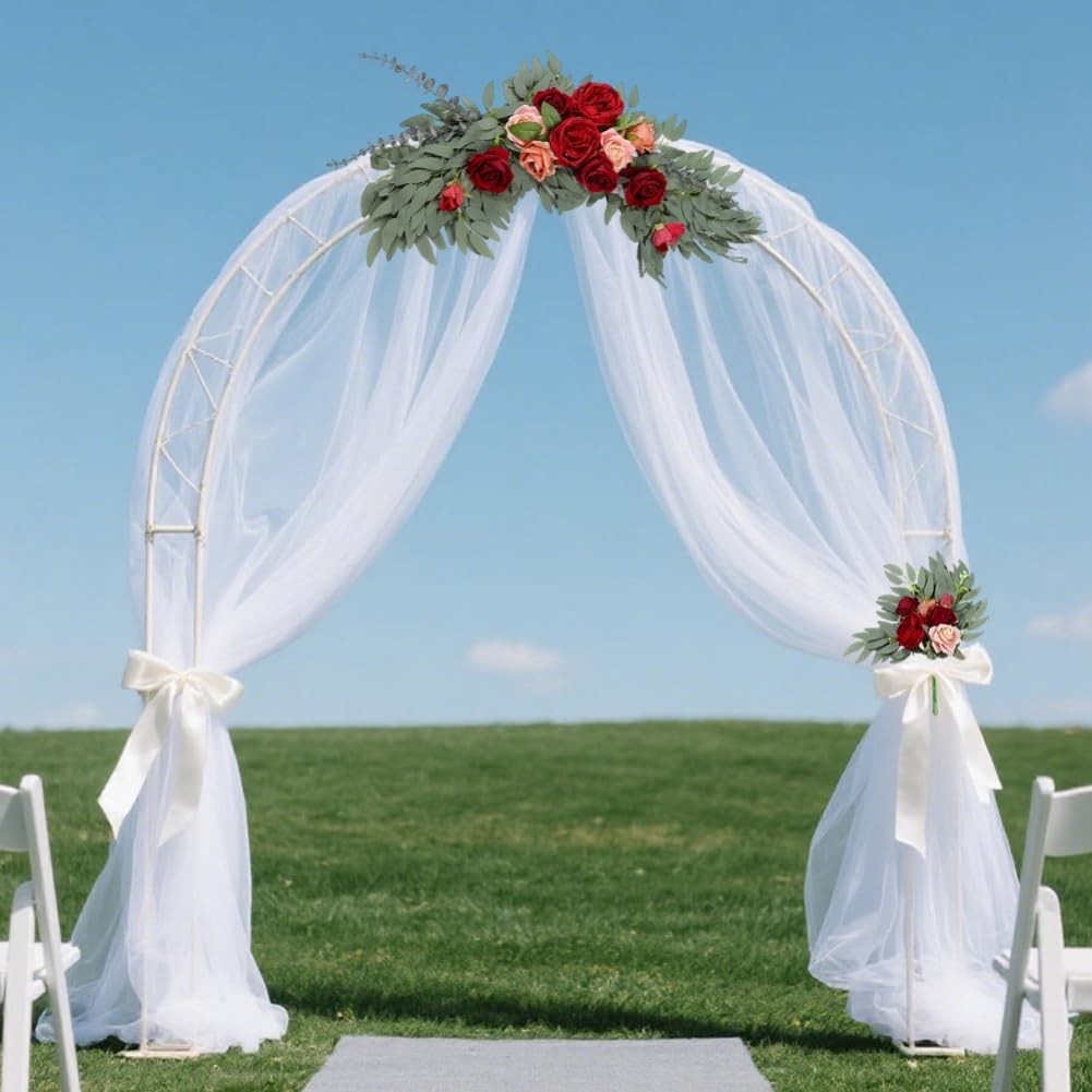 2 PCS Dark Red Burgundy Artificial Rose Flower Swag Wedding Arch Sign Decor