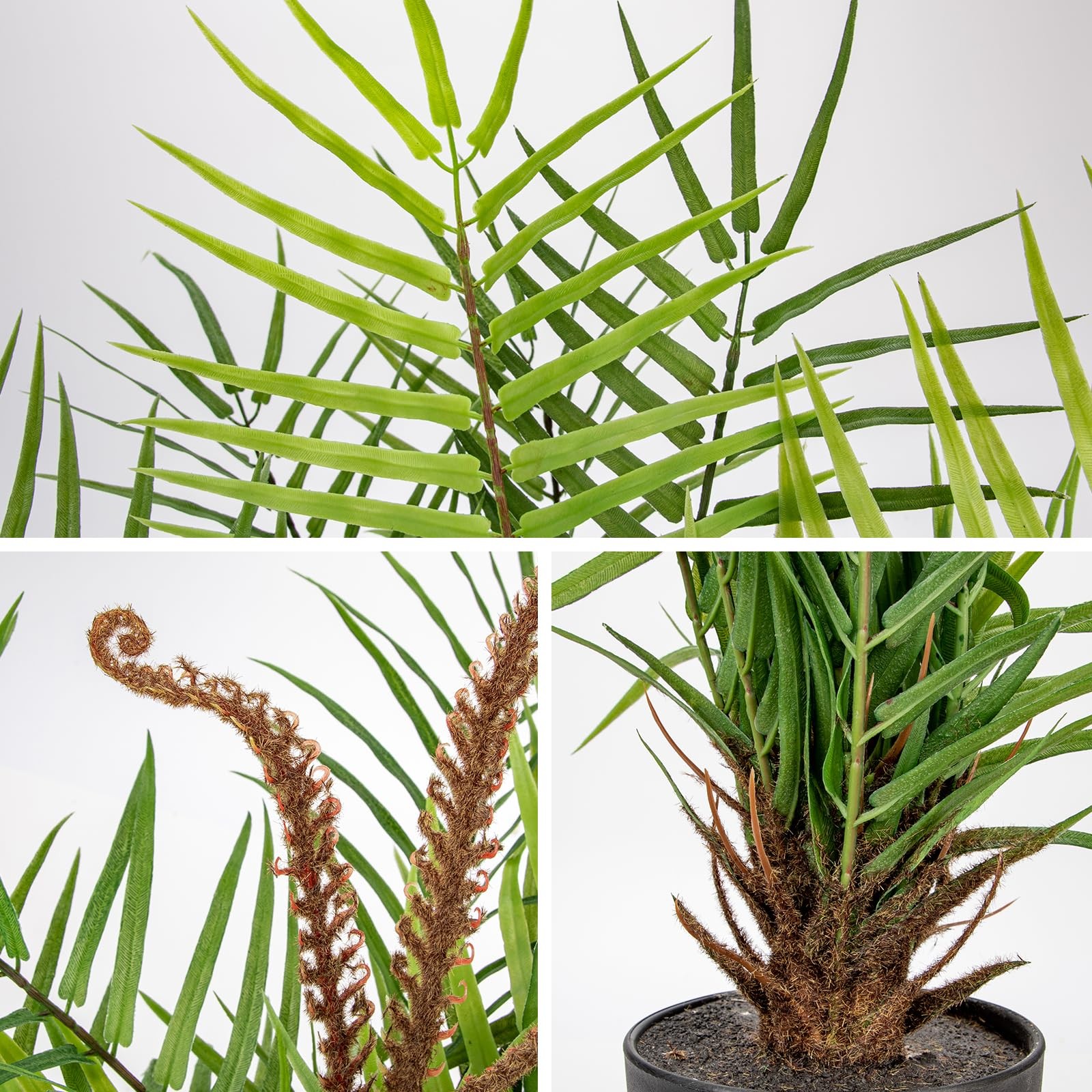 15 Inch Artificial Palm Plant Faux Tropical Tree Realistic Matte Black Pot