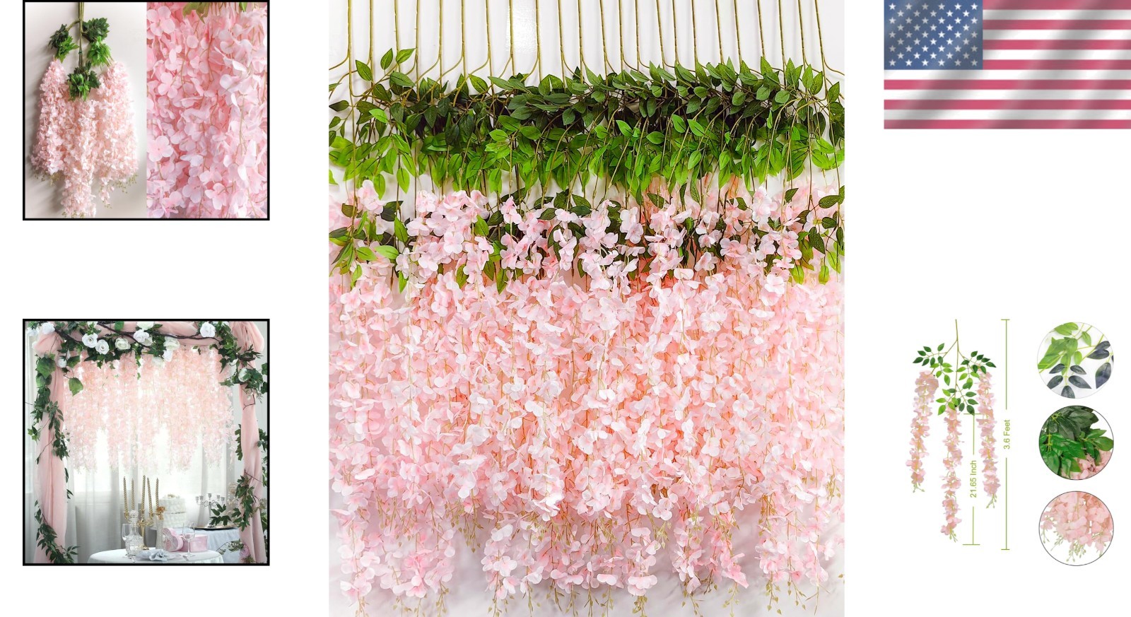 Lifelike 12 Pcs Wisteria Hanging Garland – Perfect for Wedding & Party Decor