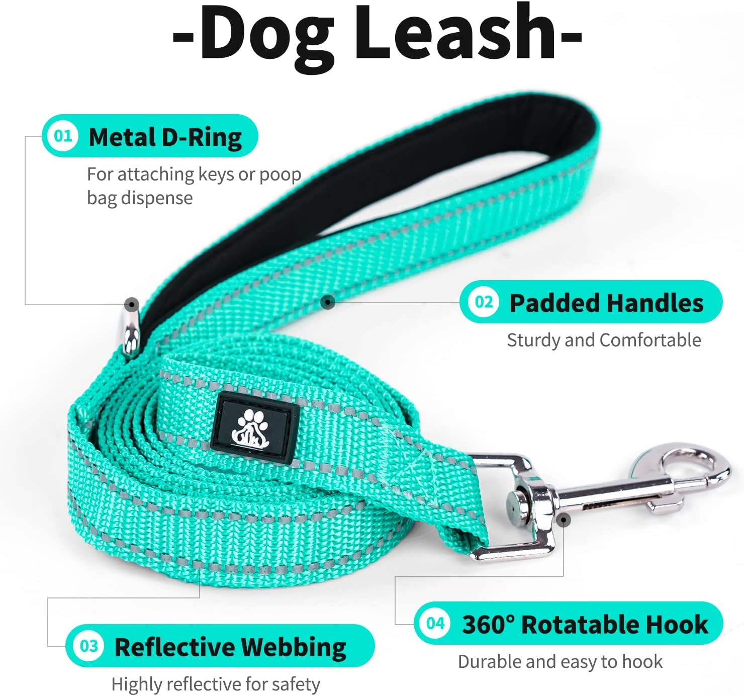 Reflective Dog Collar and Leash Set,Adjustable Neoprene Padded Dog Collars for P