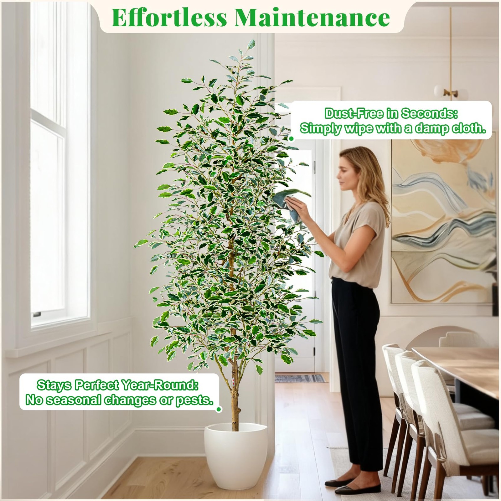 Bailikang 6FT Artificial Ficus Trees Indoor Faux Trees Indoor Fake Floor Plant
