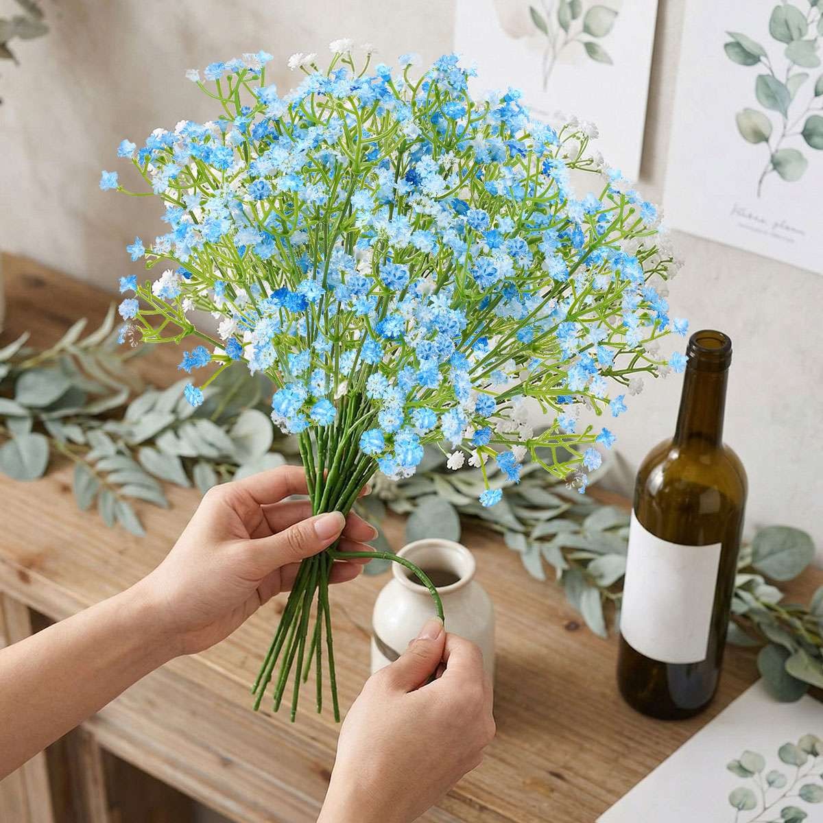 6Pcs Babys Breath Artificial Flowers Fake Babys Breath Flower for Wedding Floral