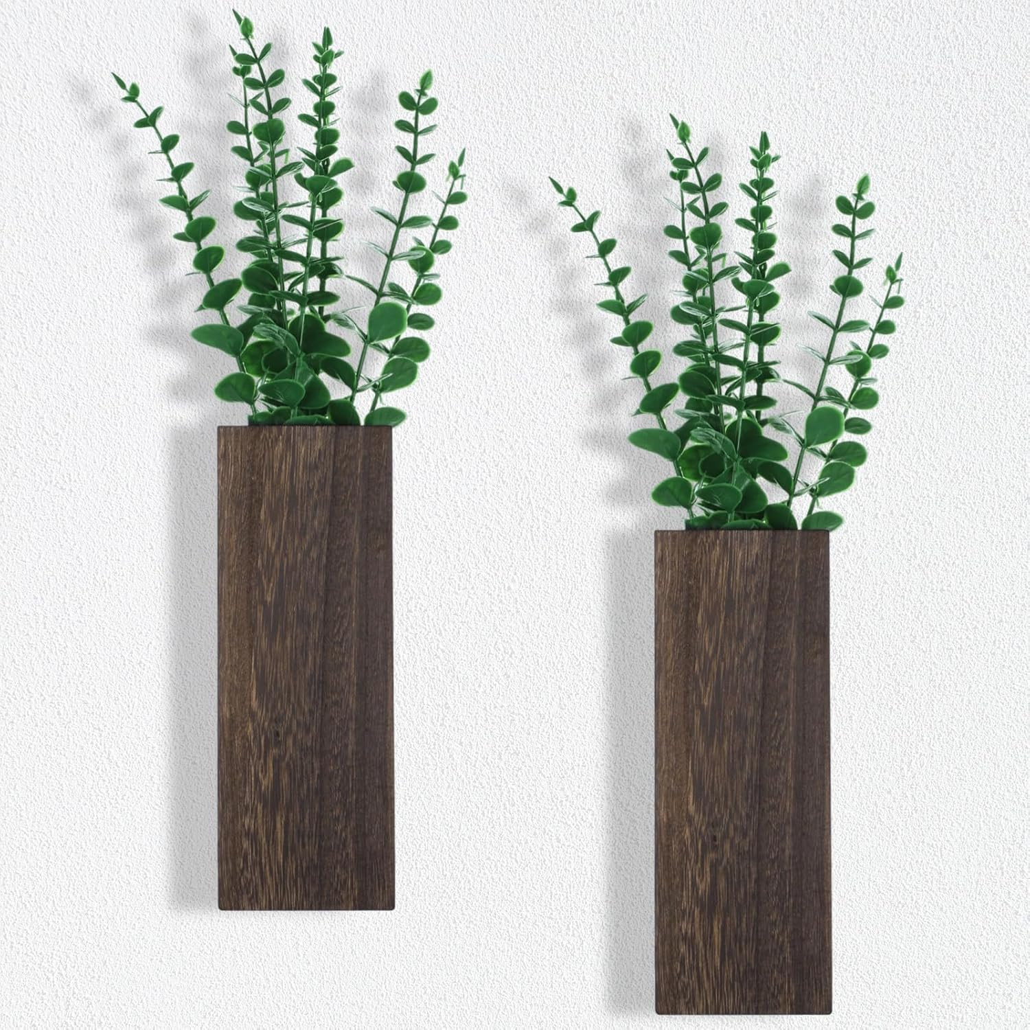 2 Pcs Wood Wall Planters,1.4”x3.3”x9.3”Farmhouse Wall Plant Pocket Vases with