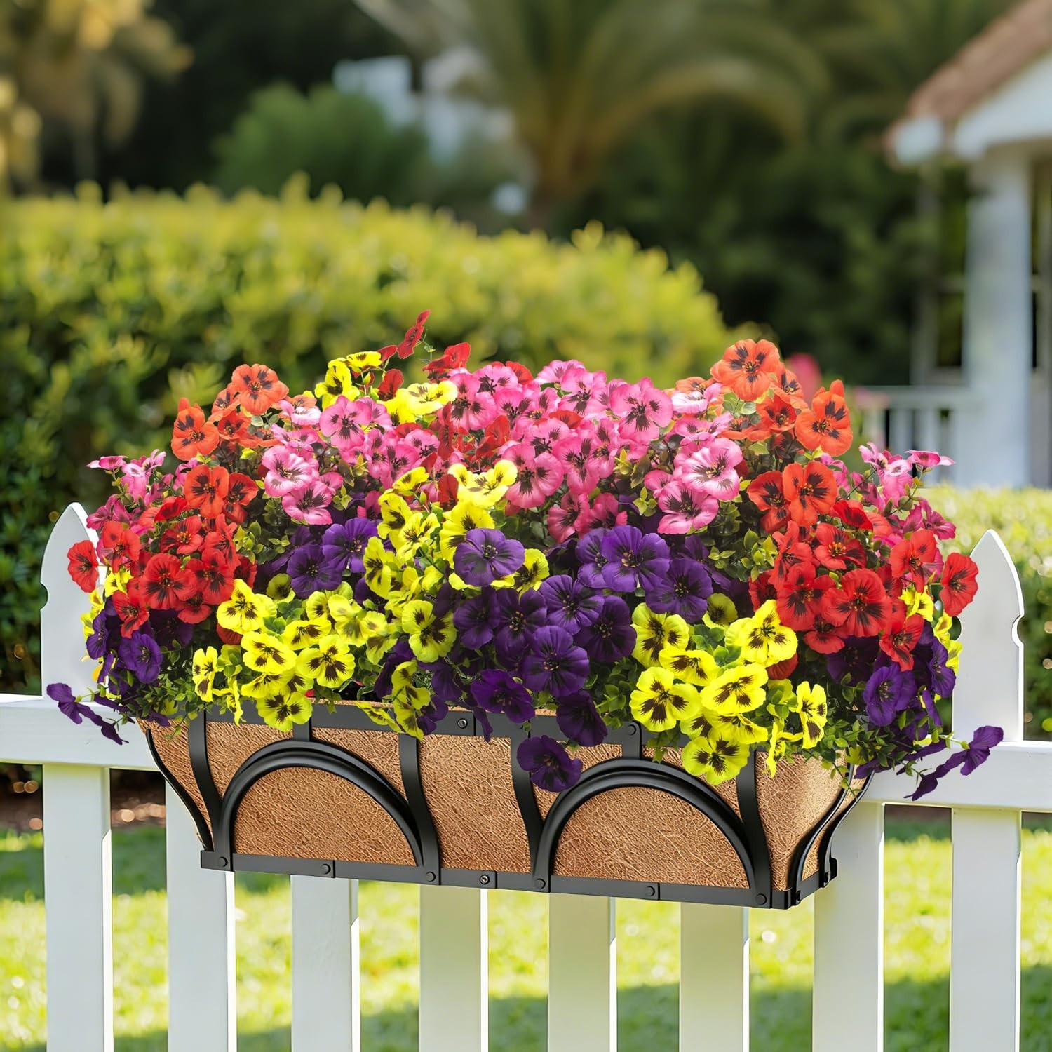 16 Pcs UV Resistant Artificial Pansy Flowers – Lifelike Faux Silk for Outdoor De