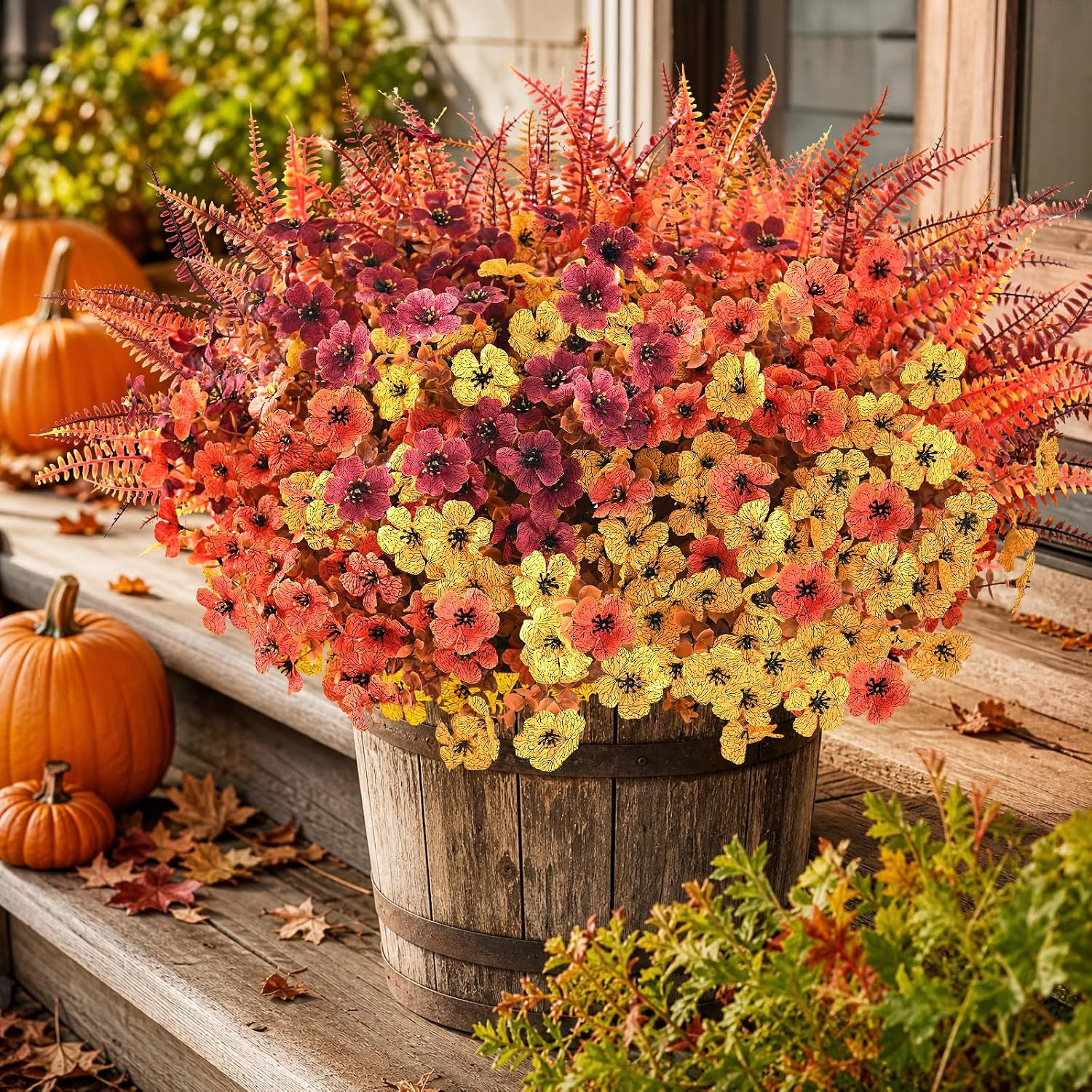 Artificial Fall Flowers for Outdoors, Fall Flowers Decor, 15Pcs Fake Mums | UV R