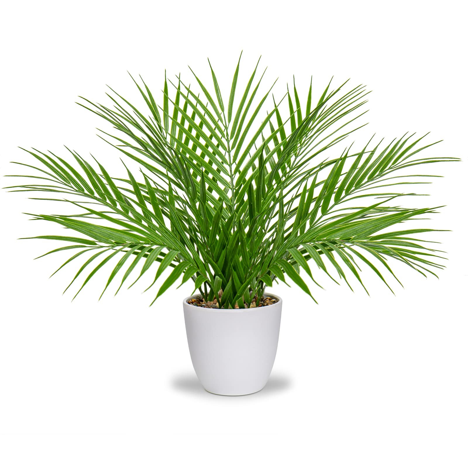 15 Inch Artificial Palm Plant Waterproof Matte Plastic Pot for Indoor Decor