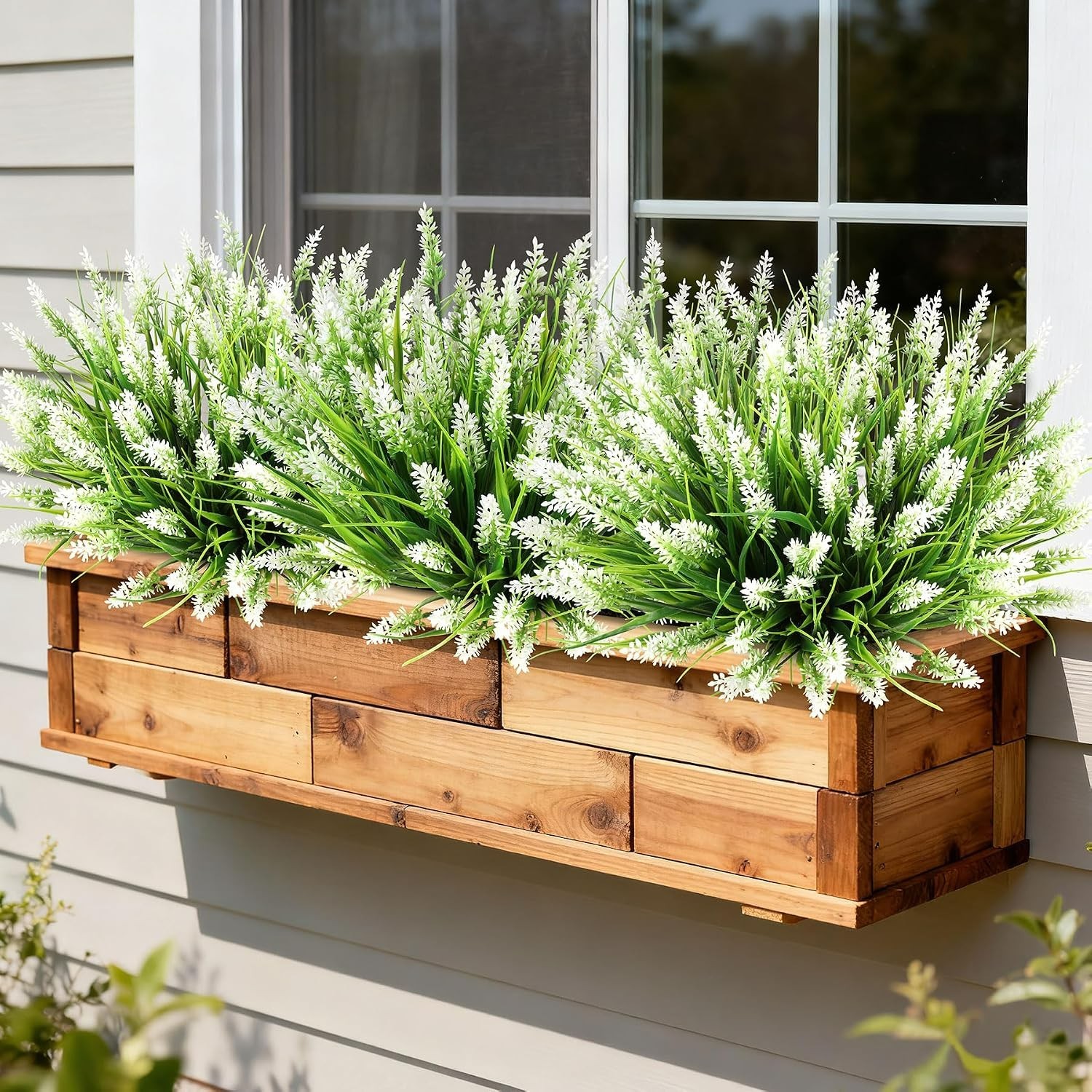 16 Bundles UV Resistant Artificial Lavender & Monkey Grass – Realistic Greenery