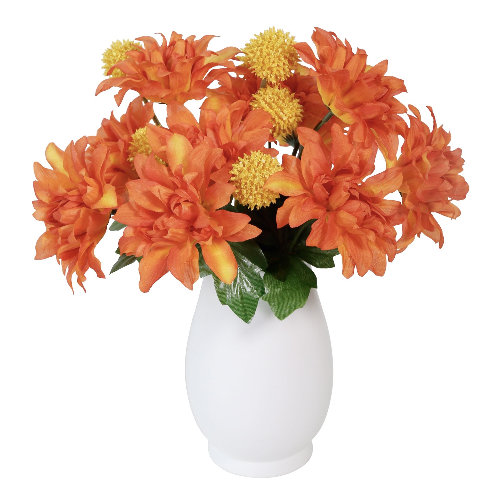 (4 pack) 13-inch Artificial Silk Orange Dahlia Flower Pick, 5 flower heads