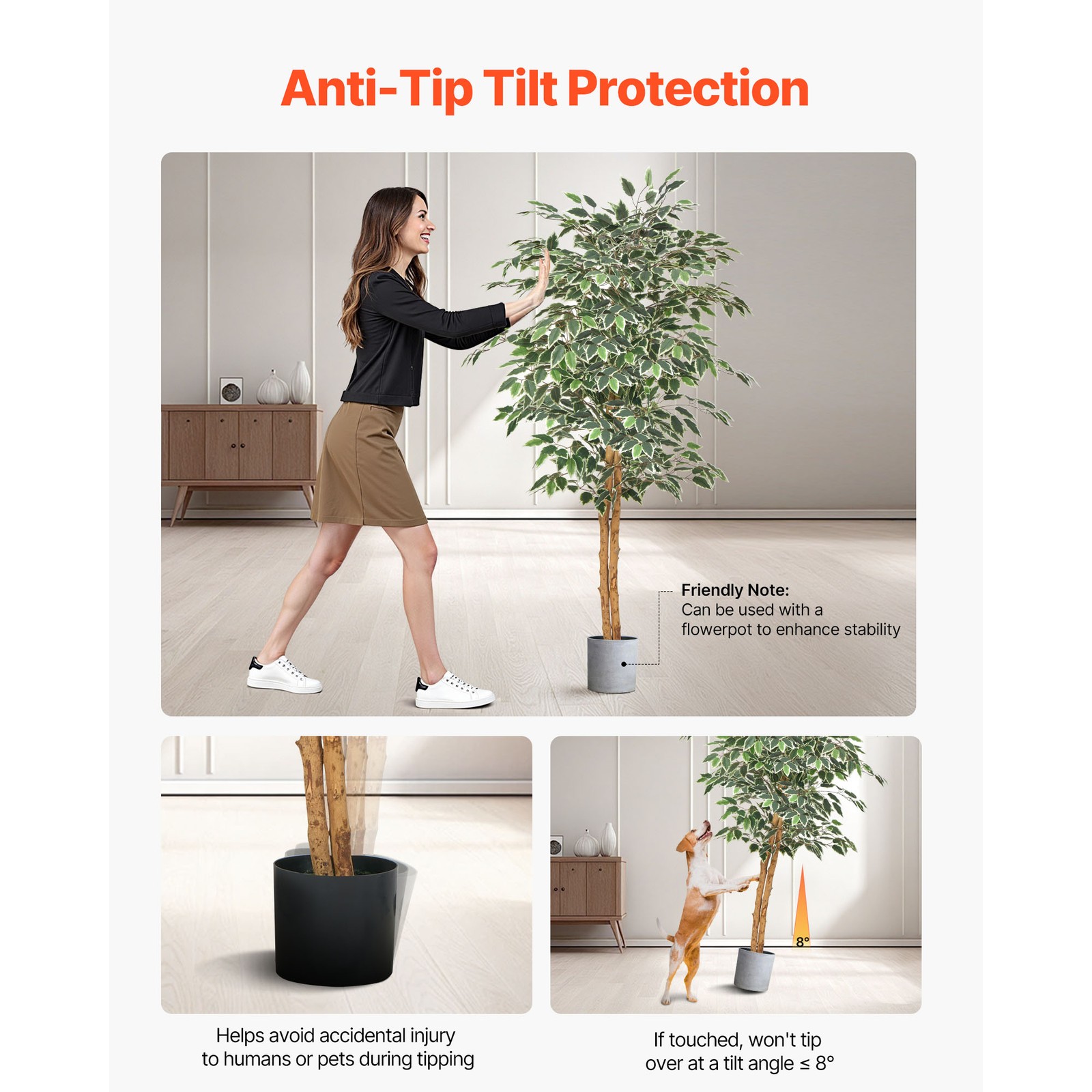 Uimoso 5FT Tall Artificial Ficus Tree with Black Pot for Indoor Decoration