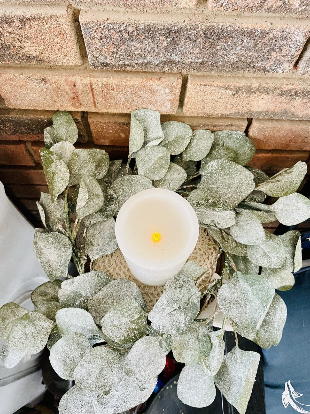 Frosted Dollar Eucalyptus Christmas Or Winter Small Wreath Ring, 6.5
