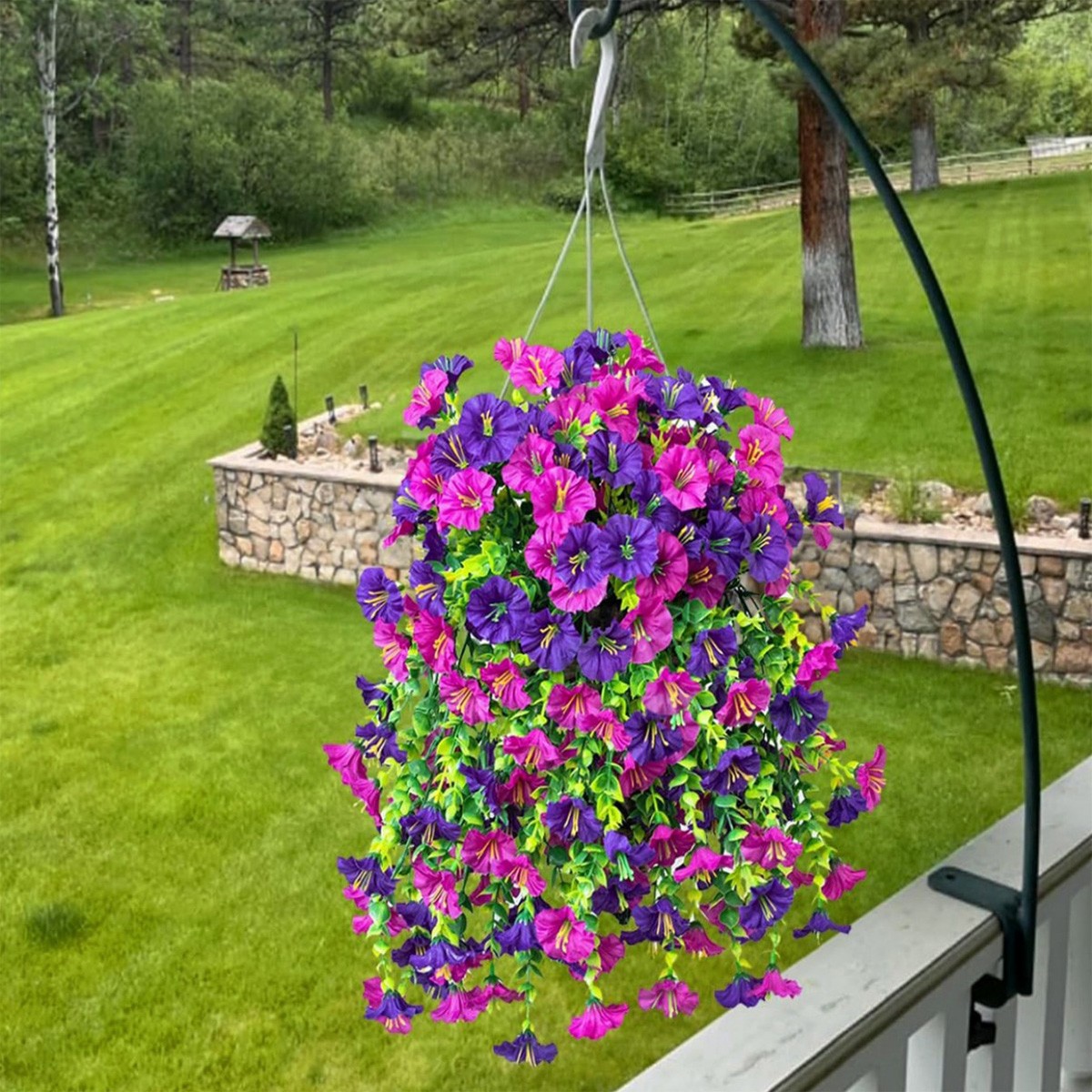 4PCS Artificial Morning Glory Vines UV Resistant Hanging Flowers Outdoor Decor