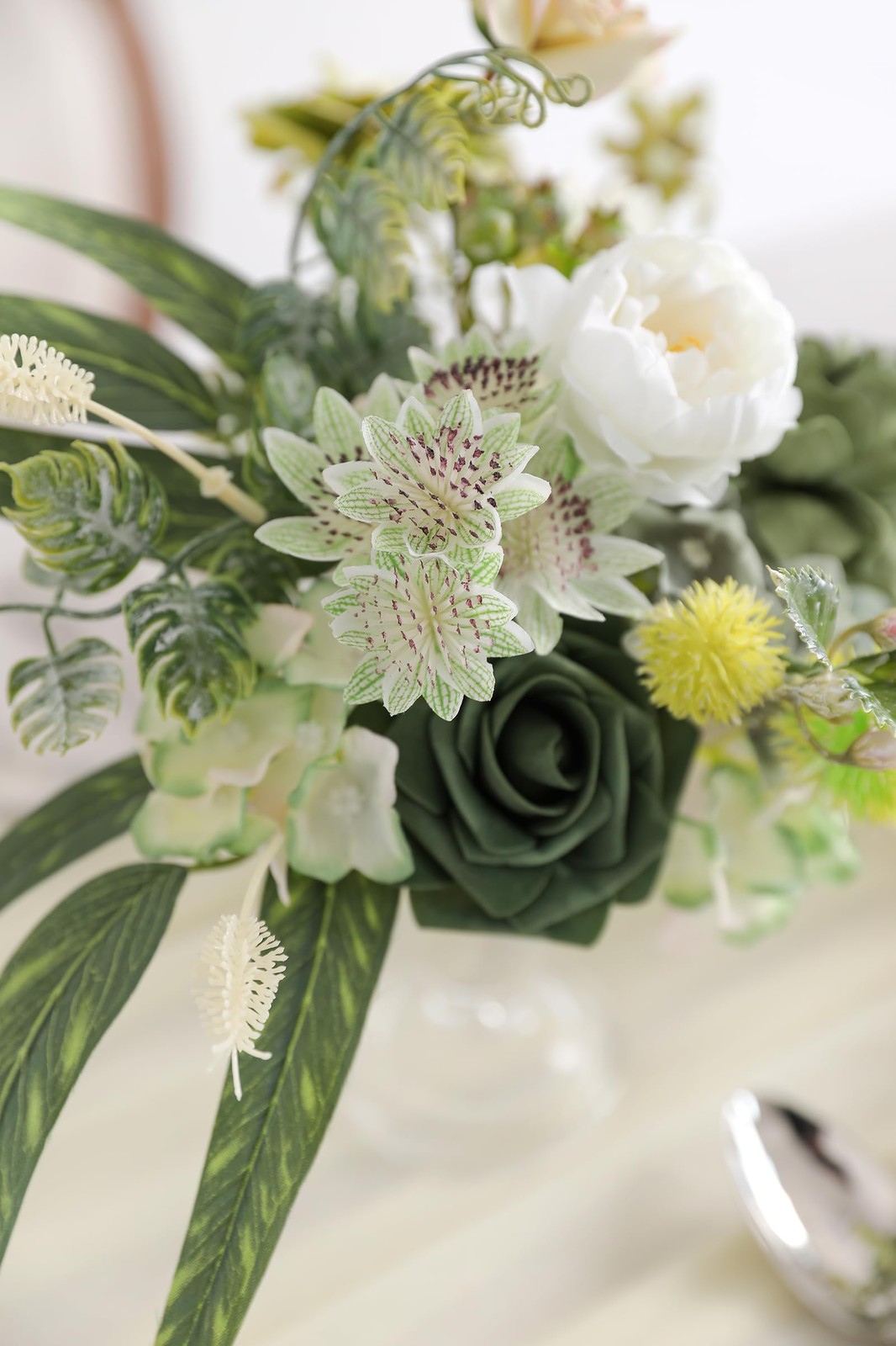 Forest Green Artificial Flowers Combo Box Set Silk Fake Rose DIY Wedding Decor