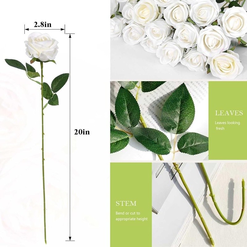 Artificial Silk Velvet Roses 60 Long Stem Realistic Flowers Home Decor Wedding