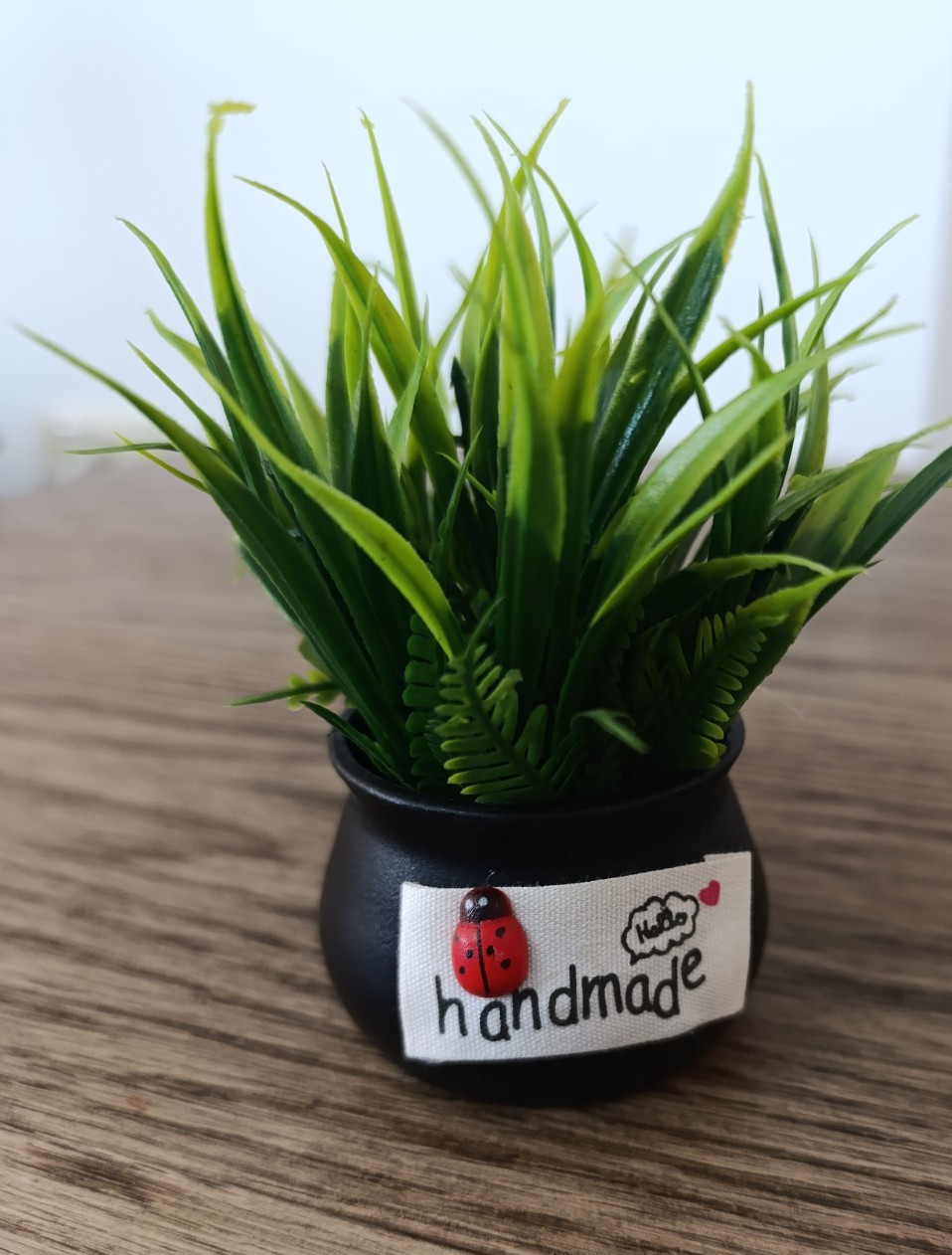 Handmade Artificial Potted Green Plant, Mini Plant for Office Desk Accessories