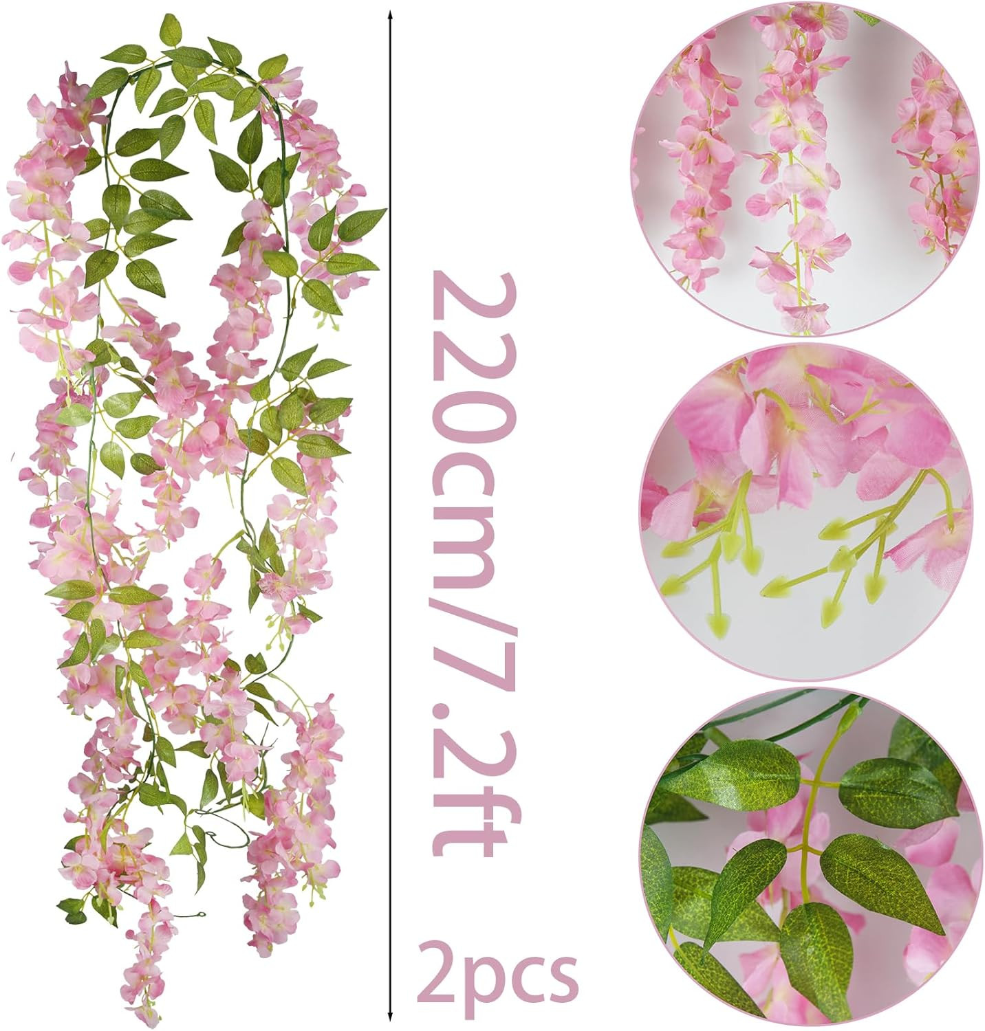 2 Pcs Wisteria Hanging Flowers Wisteria Flowers Vine Garland Wedding Arch Decora
