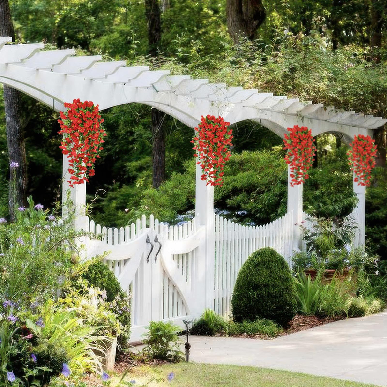 3 Pcs Artificial Hanging Flowers for Outdoors Morning Glory Spring Summer Decor