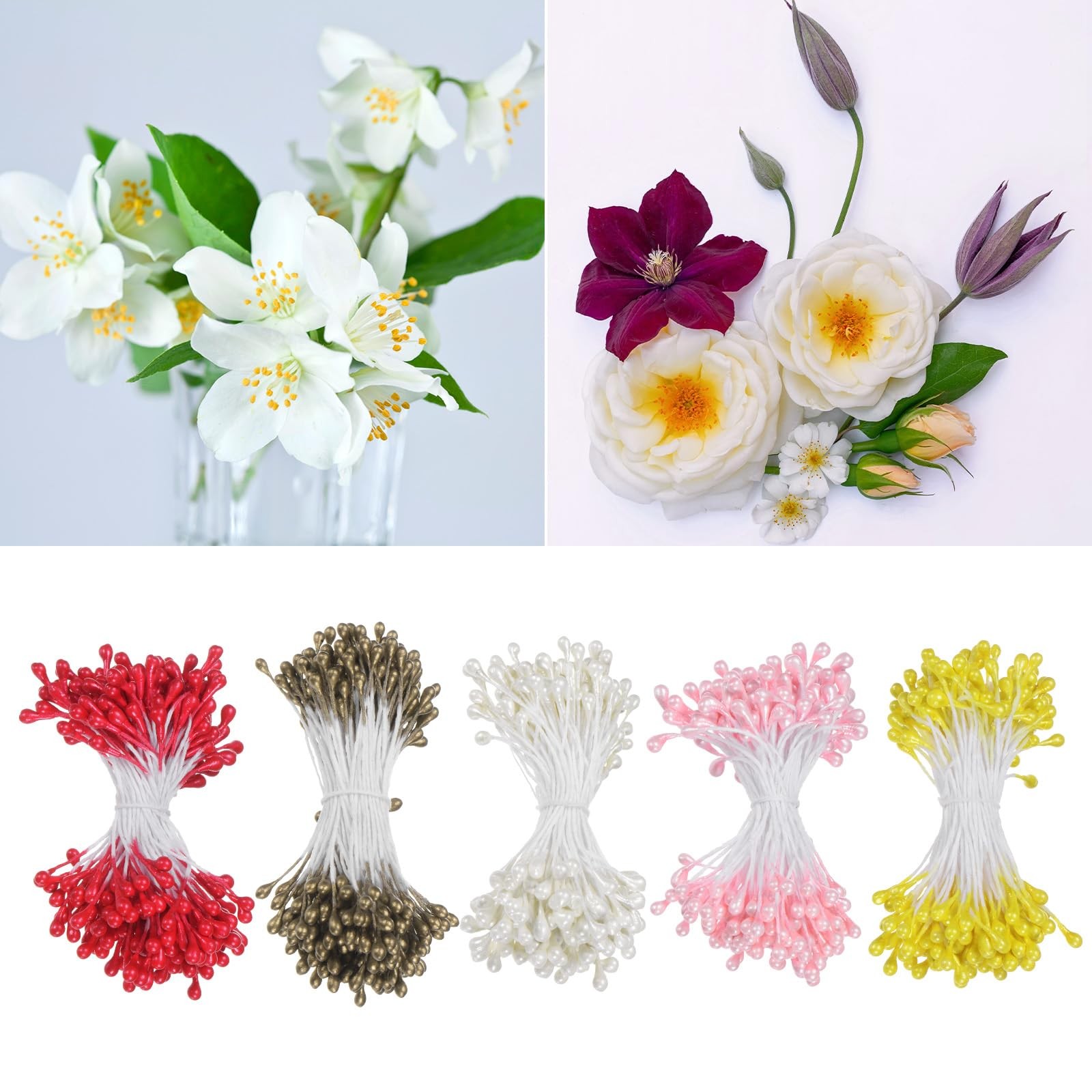 150 PCS Yellow 3mm Mini Double Heads Artificial Flower Stamen Pistil Craft