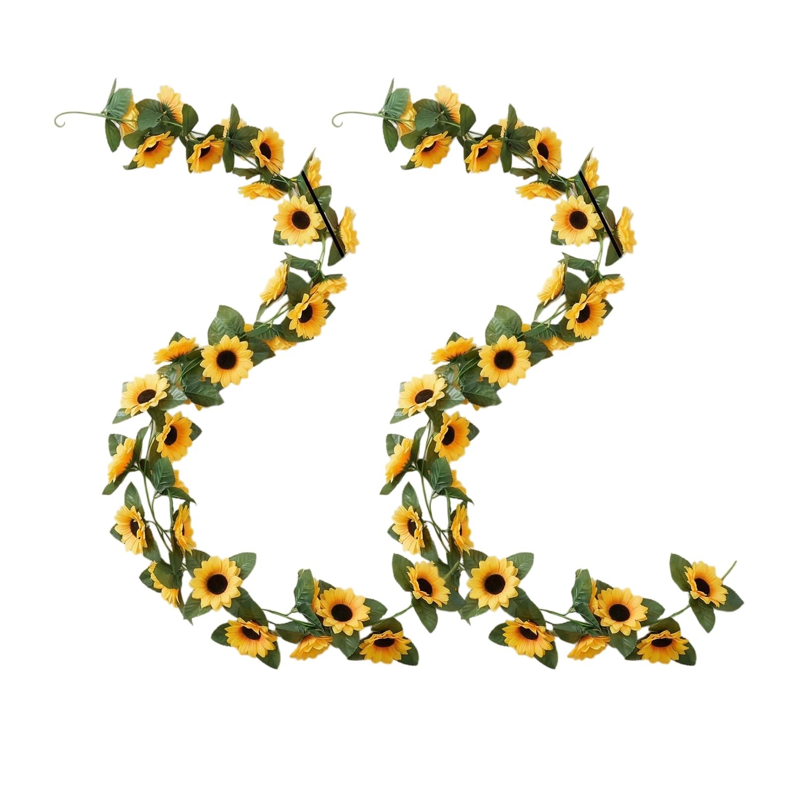 2Pack Artificial Sunflower Garlands Fake Hanging Sunflowers Silk Vines with G…