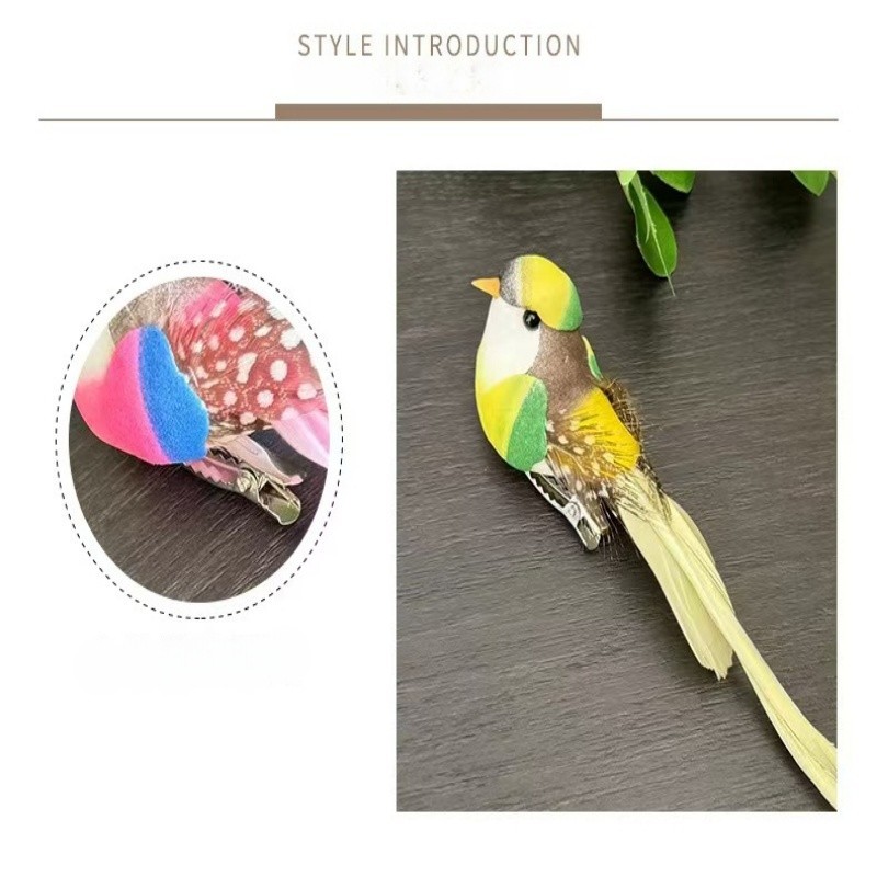 7pcs Artificial Simulation Foam Birds Feather Long Tail with Clip