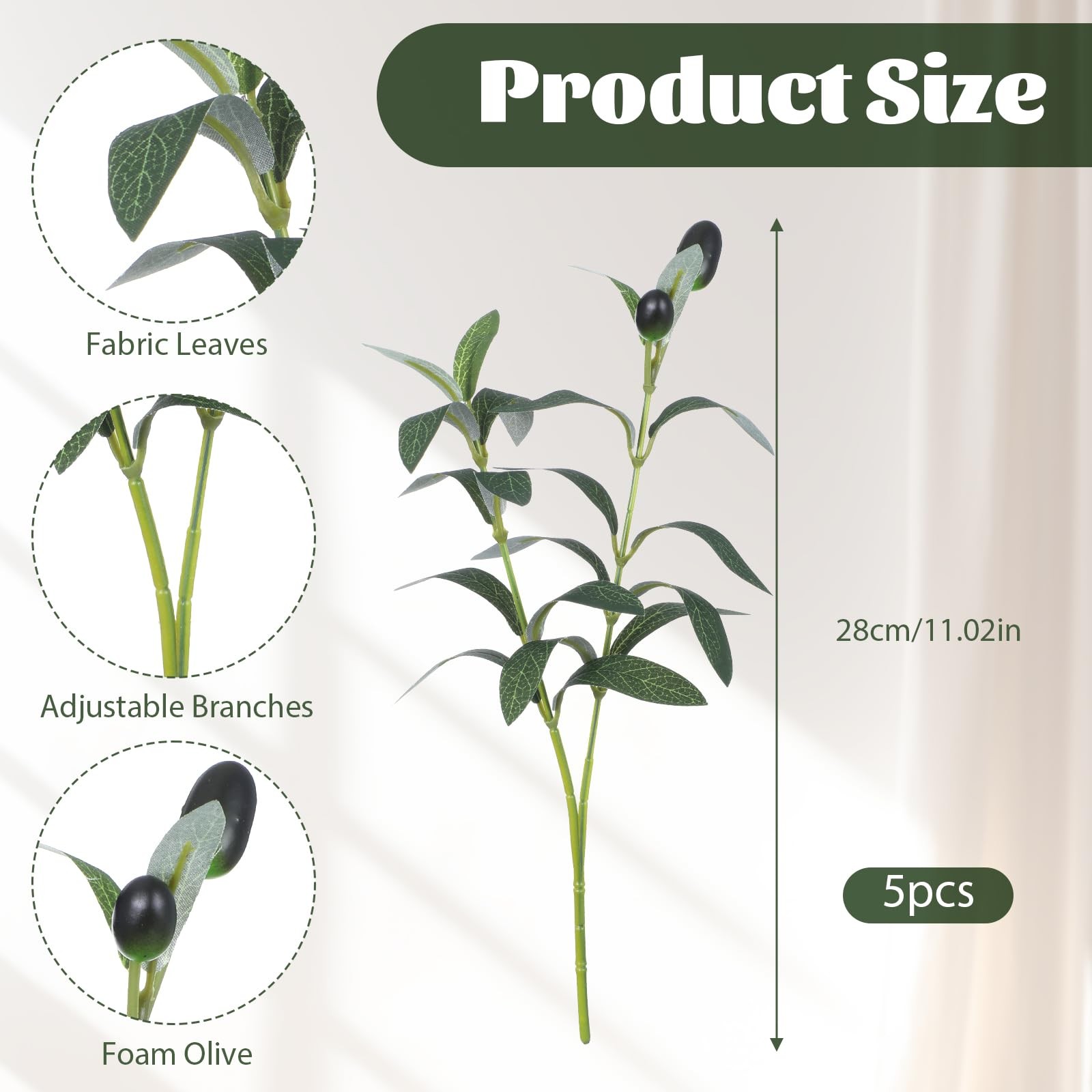 Artificial Olive Branches Farmhouse Wedding Centerpiece Decor 11in 5pcs