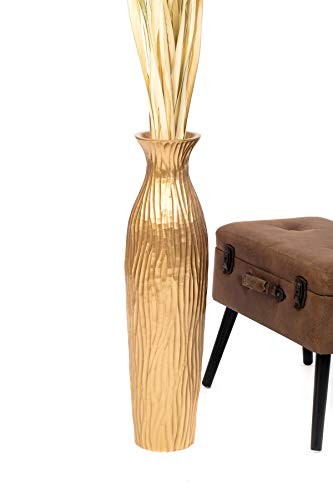 Large Home Decor Floor Vase – Wooden 26 inch Tall Farmhouse 26 inches Gold