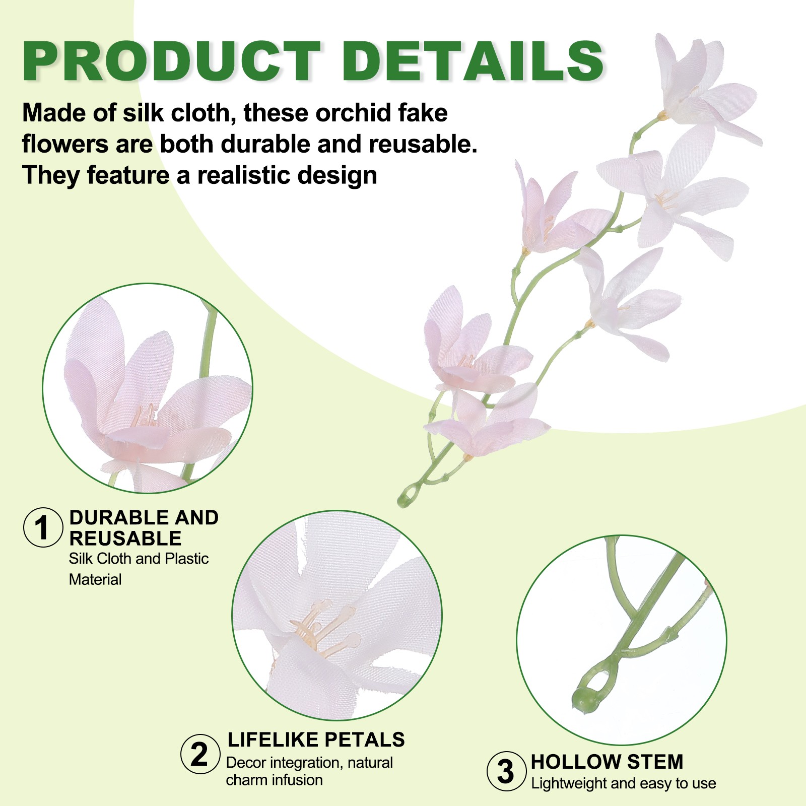 Orchids Fake Flowers 15 Pcs Artificial Flower Hairpin Wedding Shell Pink