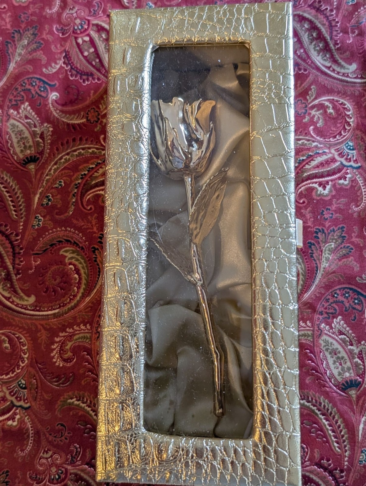 Real Rose Dipped in Silver 6.5 inches with Gift Box Special Keepsake Anniversary