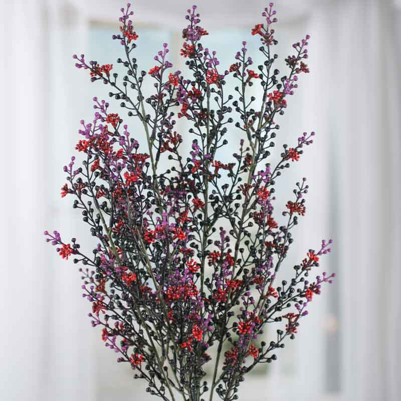 Set of 2 Red, Black, and Purple Artificial 20″ Berry Floral Bushes