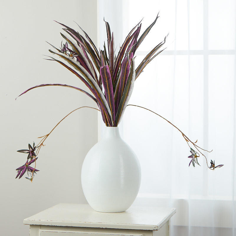 Lot of 2 Green and Purple Artificial Spider Plant 18″ Bushes