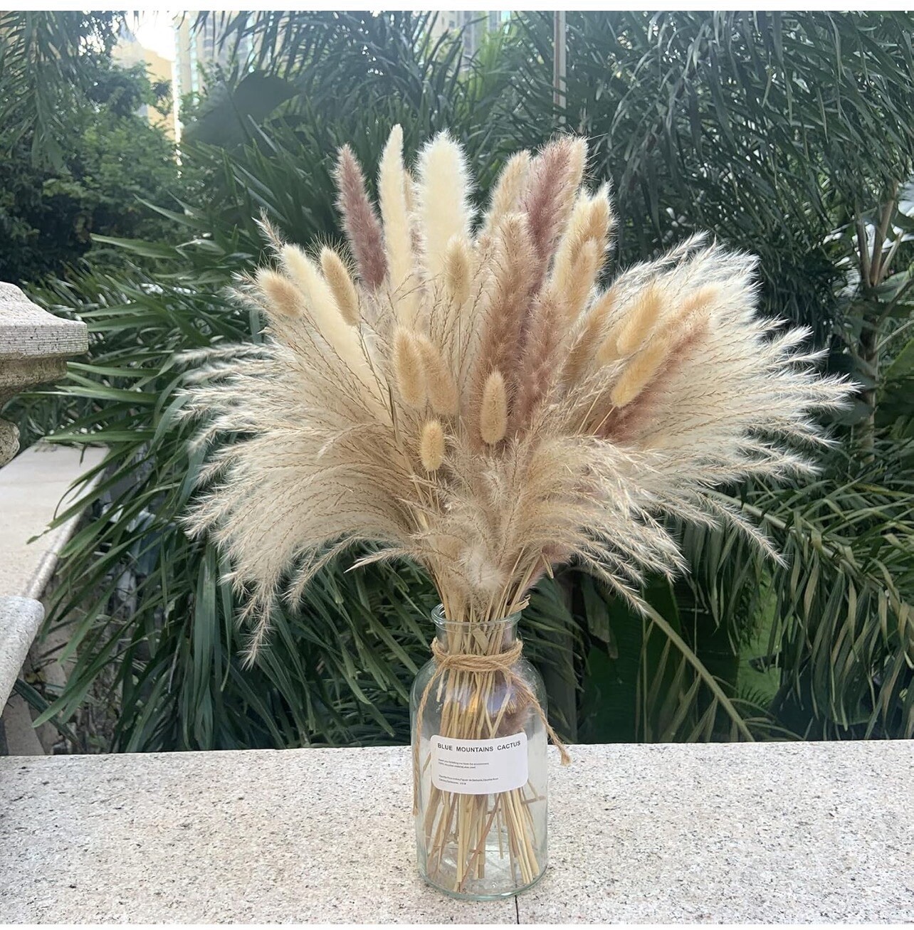 Pampas Grass Decor 110 pcs 17.5inch Natural Dried Pampas Grass-15Pcs White Pampa
