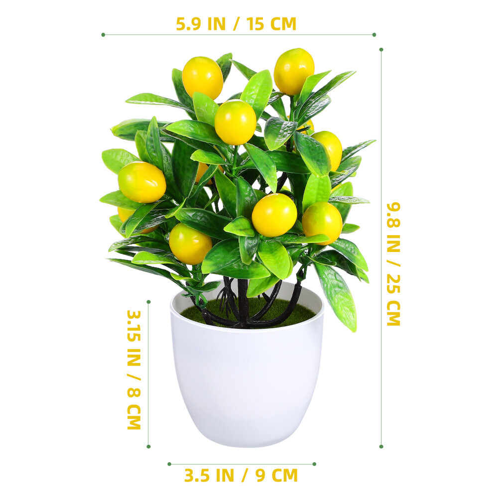 Mini Lemon Tree Potted Plant Simulation Bonsai Bride Living Room Ornaments