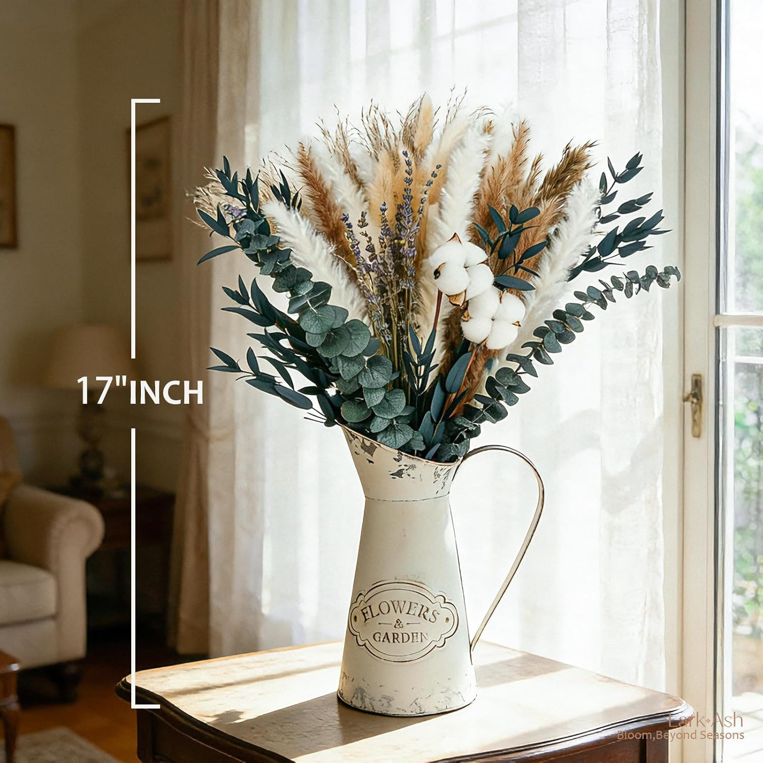 Natural Dried Flower Bouquet – Pampas Grass, Cotton Stems, Bunny Tails Grass, Eu