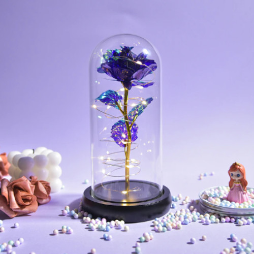 Galaxy glass rose flower with LED light, a gift for the most cherished person