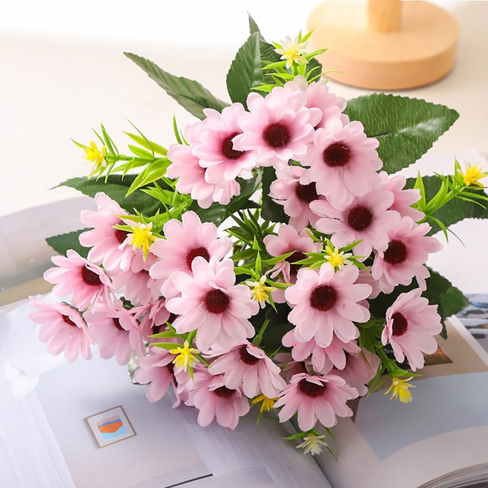 5PCS Rose Red Real Touch Artificial Daisy Flowers Fake Bouquet for Home Office