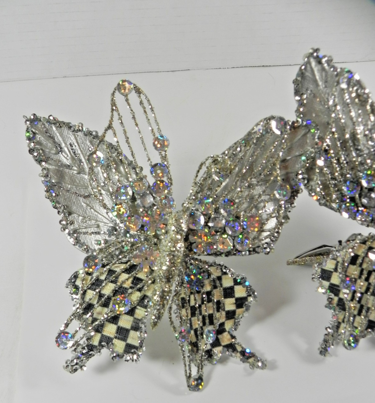 Mackenzie Childs 5″ Silver Butterfly Clip On Set of 2