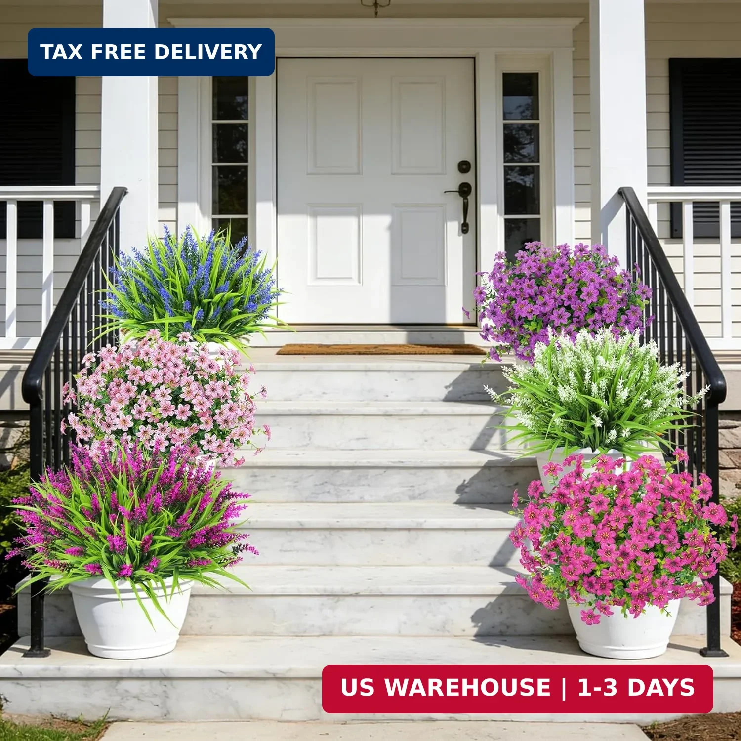 Roberly 24 Bundles Artificial Flowers for Outdoors, UV Resistant Colorful Fake L