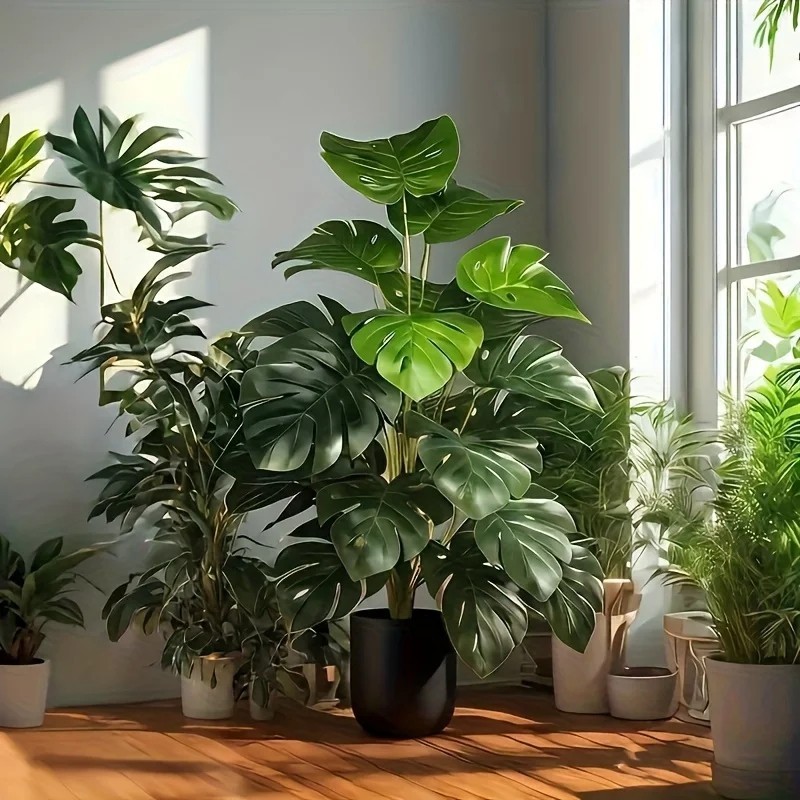Artificial Palm Tree Realistic Faux Tropical Plant Plastic for Home Office Decor