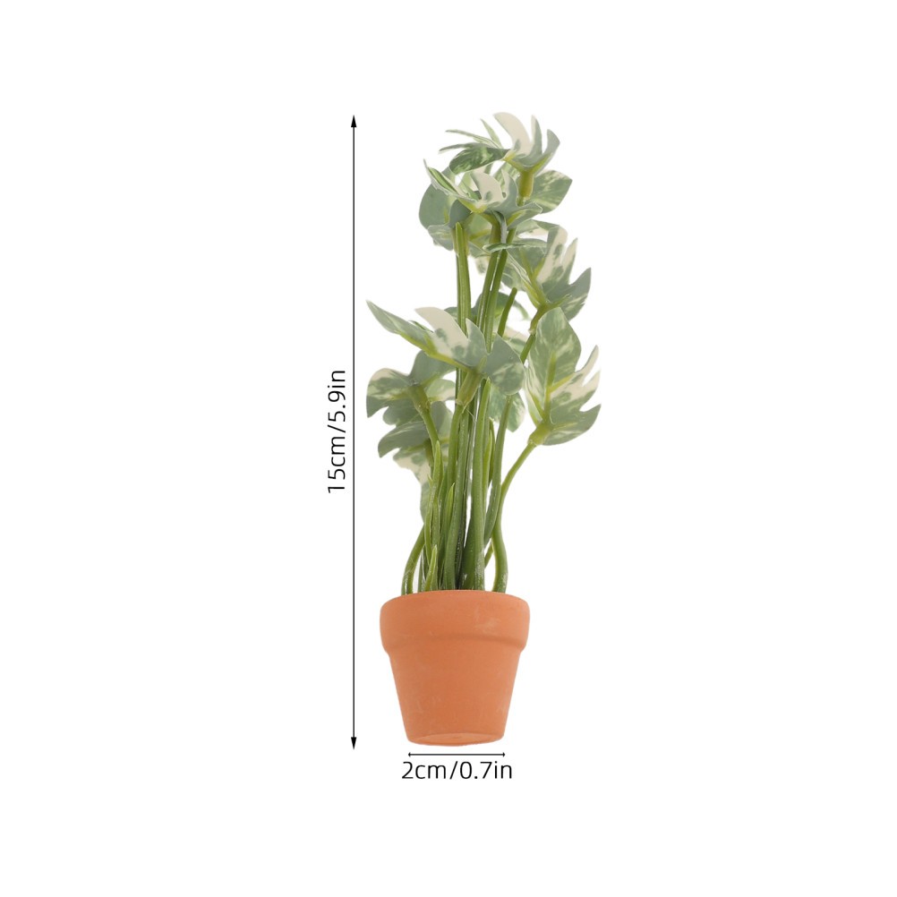 2 Pcs Artificial Simulation Green Plants Dollhouse Miniature Potted