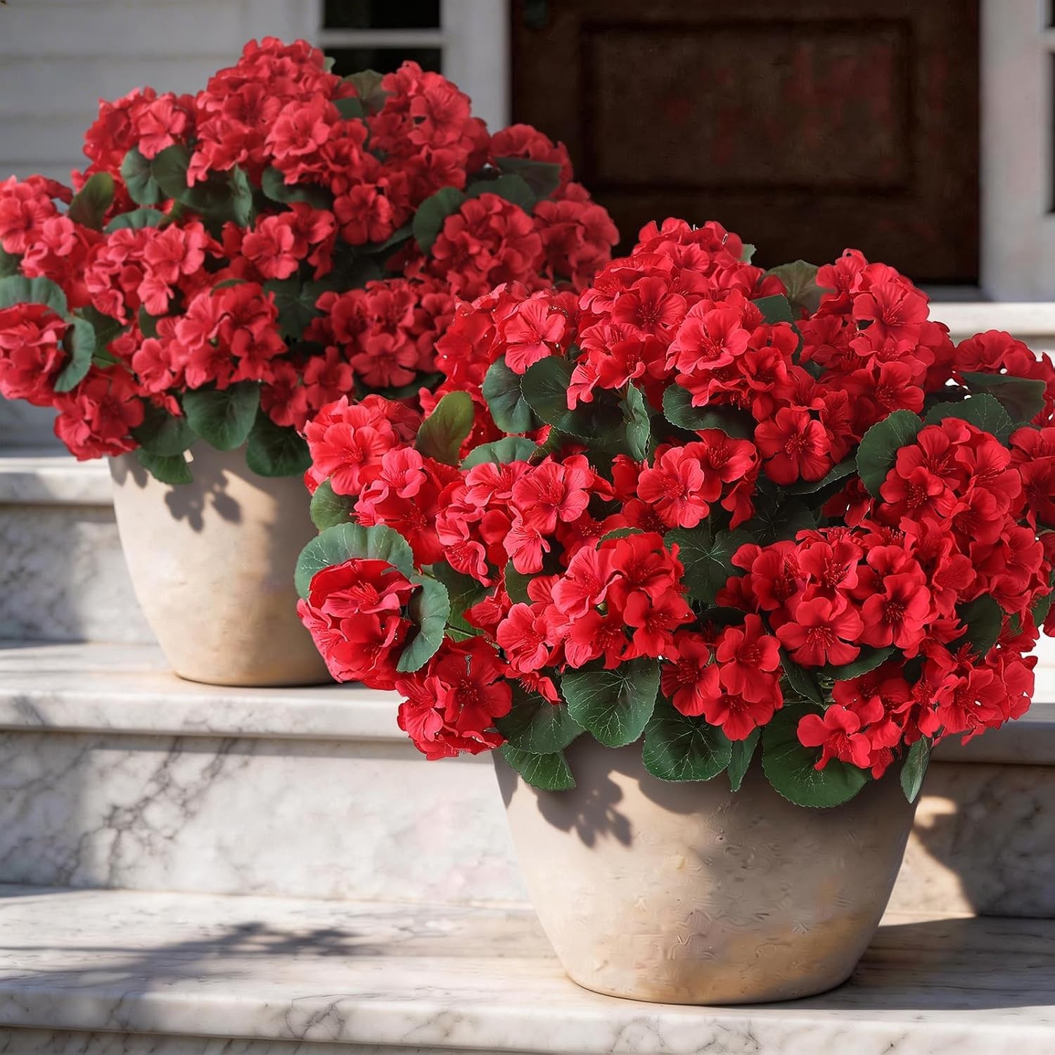 24 Bundles of UV-Resistant Artificial Geranium Flowers for Elegant Decor