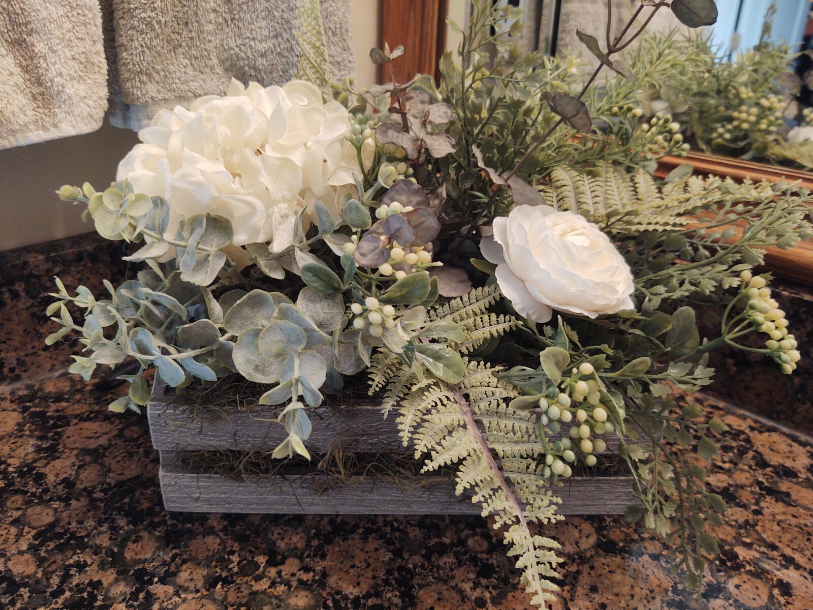Floral Arrangement, Housewarming Gift, Flower Arrangement Wooden Box, Home Decor