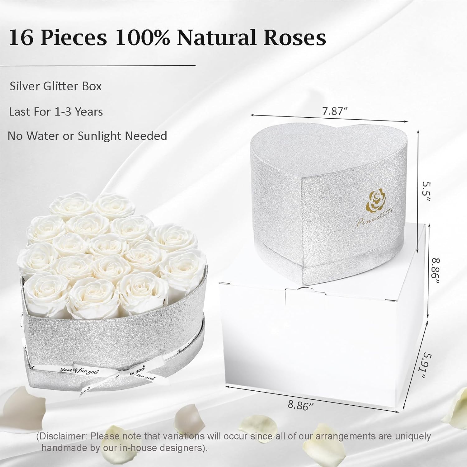 Forever Rose Gift Box – 16 Preserved Roses for Mom – Heart Shaped Elegant Gift