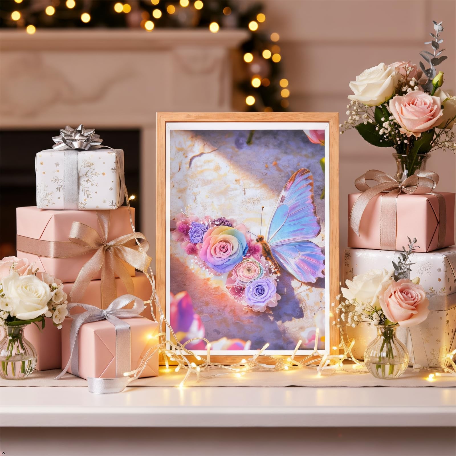 Worthfan Preserved Flower Butterfly Shadow Box Frame, 3D Wall Art Decor with …